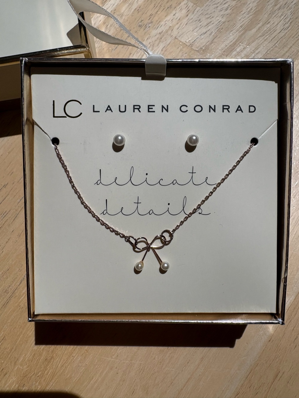 ⭐️ LC Lauren Conrad Rose Gold Pearl Necklace and Earring Set